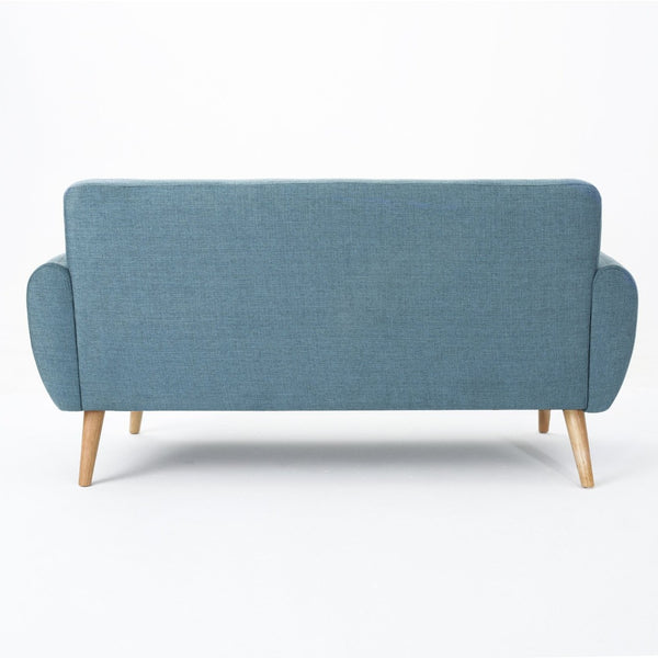 English Elm 67.25" Button Tufted Mid-century Loveseat with Rubberwood Legs for Compact Living Spaces Blue N771P371392U
