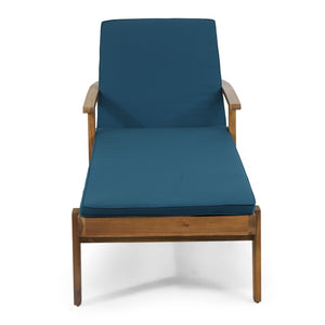 English Elm Jason Outdoor Acacia Wood Chaise Lounge with Adjustable Recline and Slat Design Blue N769P363844L