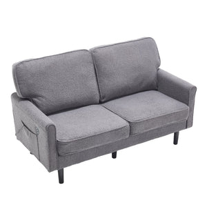 English Elm Loveseat Modern Mid-Century 2-Seater with USB Type-C Charging, Removable Zippered Covers, Sturdy Wood Legs Gray W395P238824