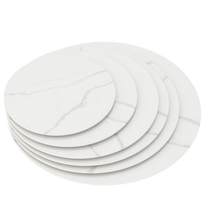 English Elm 28"inch Round Tempered Glass Tabletop Marble Print Polished Edge Indoor Outdoor White W241P361455