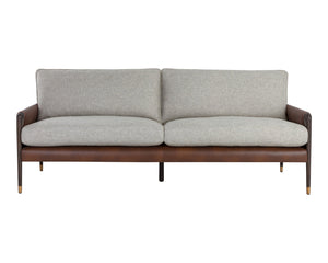 Sunpan Mauti Sofa - Vintage Mid-Century Charm with Durable Vault Fog Fabric & Oak Wood Frame, 84.5"W