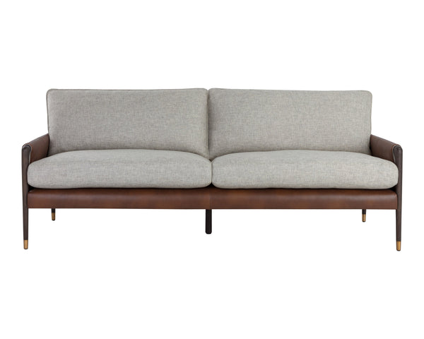 Sunpan Mauti Sofa - Vintage Mid-Century Charm with Durable Vault Fog Fabric & Oak Wood Frame, 84.5"W