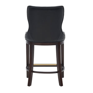 English Elm Blair Wood Upholstered Counter Stool - Stylish Black Design With Wingback Support & Footrest B365P398070