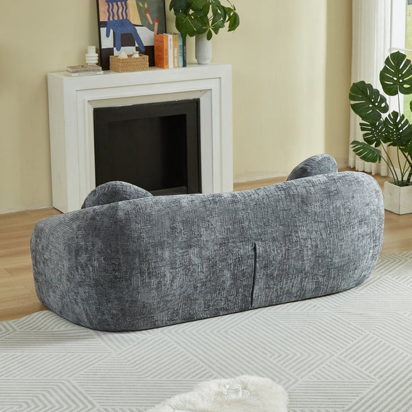 English Elm 86-inch Curved Chenille Convertible Sofa Recliner Frameless Folding Two-seater for Living Room Grey W3505P452818