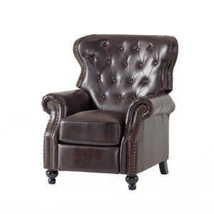 English Elm Push Recliner with Tufted Back Nailhead Trim and Turned Legs for Refined Living 57337.00PU