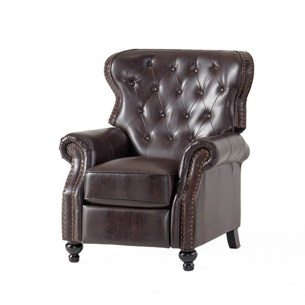 English Elm Push Recliner with Tufted Back Nailhead Trim and Turned Legs for Refined Living 57337.00PU