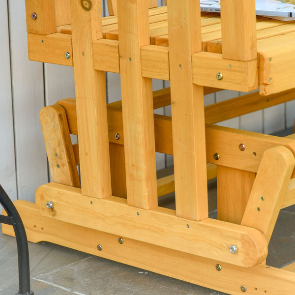 English Elm Outsunny 2-Person Wooden Glider Bench With Smooth Motion, Wide Armrests & Rustic Charm For Outdoors W2225P229250-GIGA