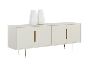 Sunpan Danbury Modern Cream Sideboard with Rustic Bronze Accents, Adjustable Shelves & Stylish Legs