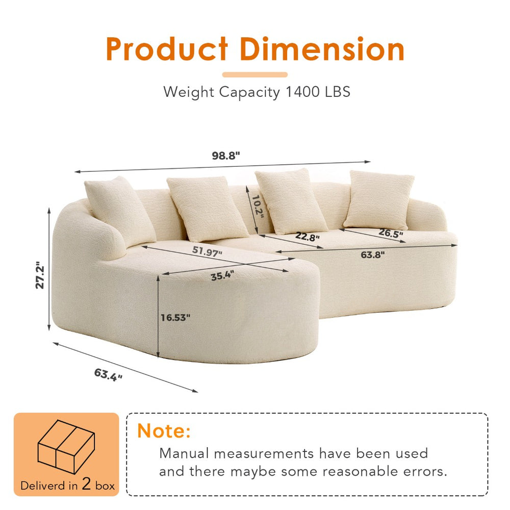 English Elm Boneless Chenille Sectional with Curved Chaise High Density Foam Modular Living Room Sofa W2231S00042