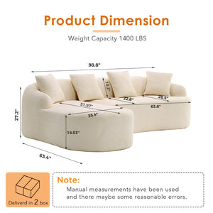 English Elm Boneless Chenille Sectional with Curved Chaise High Density Foam Modular Living Room Sofa W2231S00042