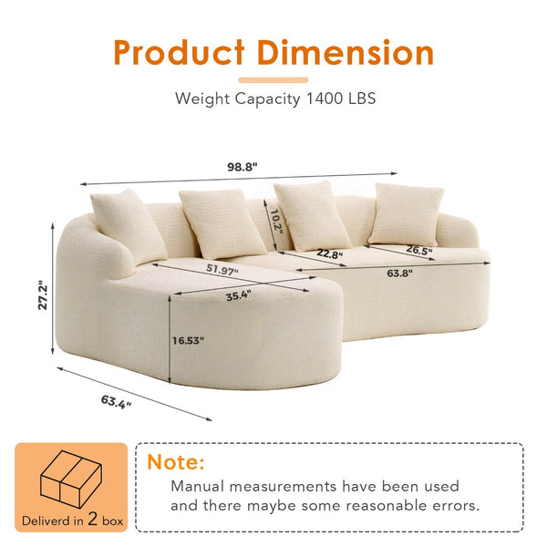 English Elm Boneless Chenille Sectional with Curved Chaise High Density Foam Modular Living Room Sofa W2231S00042