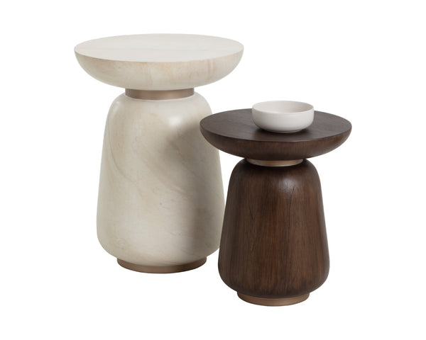 Sunpan KIRI End Table: Mid-Century Modern Accent with Concrete and Wood-Grain Finish for Timeless Style 112476