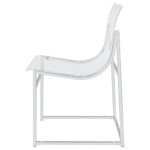 English Elm Hartsell Clear Acrylic Sled Base Dining Chairs Glam Chrome Set for Modern Rooms B062P440064