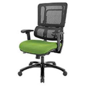 OSP Home Furnishings Vertical Mesh Back Ergonomic Manager Chair with Synchro Tilt and Polished Aluminum Base Green 99663B-6