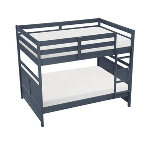 English Elm Bunk Bed Twin Over Solid Wood Frame with Guard Rails for Kids Shared Rooms Navy Blue B011S02314