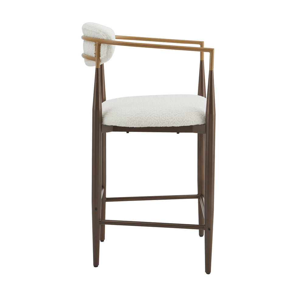English Elm Christopher Knight Home® - Counter Stool Set Of 2 - Chic Beige Upholstered Design With Gold Iron Frames For Modern Spaces N771P249370J
