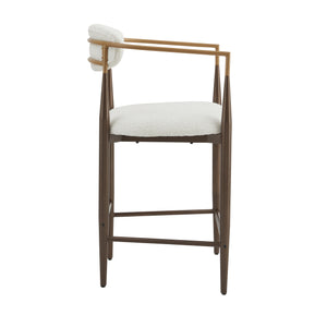 English Elm Christopher Knight Home® - Counter Stool Set Of 2 - Chic Beige Upholstered Design With Gold Iron Frames For Modern Spaces N771P249370J