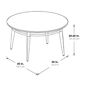 OSP Home Furnishings Brooklyn Round Coffee Table with Brushed Nickel Metal Frame for Modern Living Rooms White MG1230R-WH