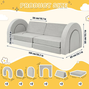 English Elm 14pcs Modular Foam Play Couch Set Convertible Toddler Fort Builder for Playrooms Light Gray T5880P493433