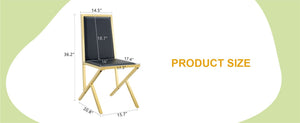 English Elm 2-pack Black Pu Leather Dining Chairs with Angled Silver Metal Legs Modern Set Black+Gold W1151P301835