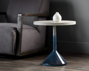 Sunpan Laszilo End Table - High Gloss Blue Ombre Base with Unique Grey Concrete Top for Stylish Spaces