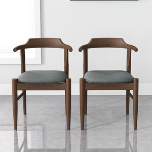 English Elm Ashcroft Furniture - Leon Mid-Century Modern Grey Fabric Dining Chair (Set Of 2)