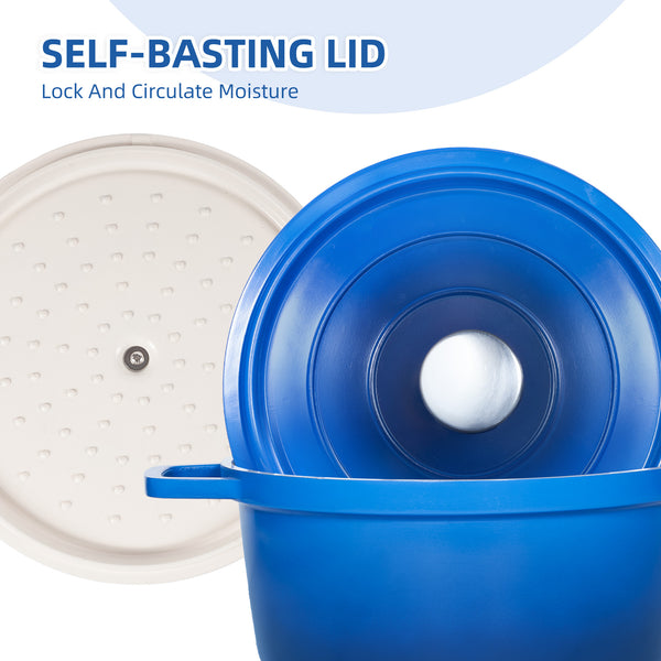 English Elm Lightweight 5 Qt Dutch Oven With Lid – Nonstick Enameled Pot For Baking, Multi-Cooktop Use, Blue T3950P399485