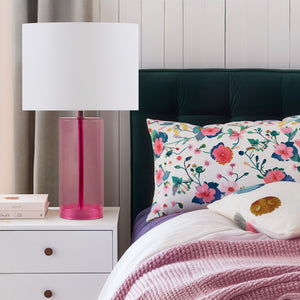 English Elm Glass Blush Table Lamp with Pink Drum Shade for Bedroom or Console Styling B035P264520