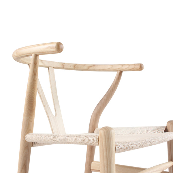 English Elm Set of Two Wishbone Chairs Natural Ash Solid Wood Hand-Woven Paper Cord Seats Eco Oil Finish Durable Stylish 92 B353P354544