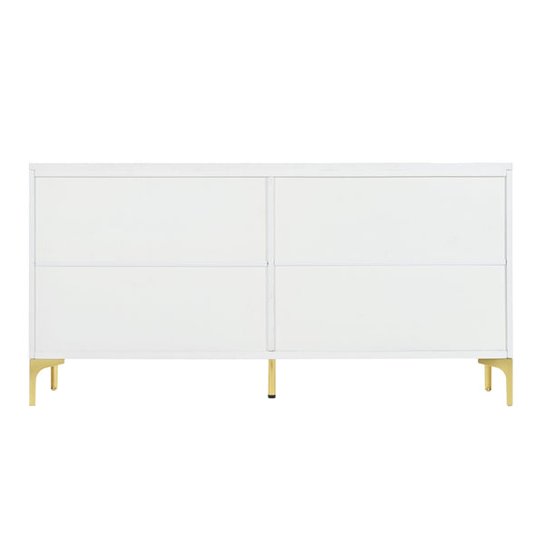 English Elm Multi-Functional Sideboard Cabinet with 4 Doors, Adjustable Shelves, Solid Wood MDF Build for Home Storage W2696P279989