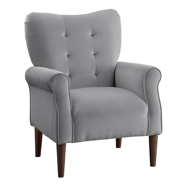 English Elm Classic Dark Gray Velvet Accent Chair Tufted Back Contoured Arms Seat Cushion 30x31.5x38.5" Elegant Seating B011P283272