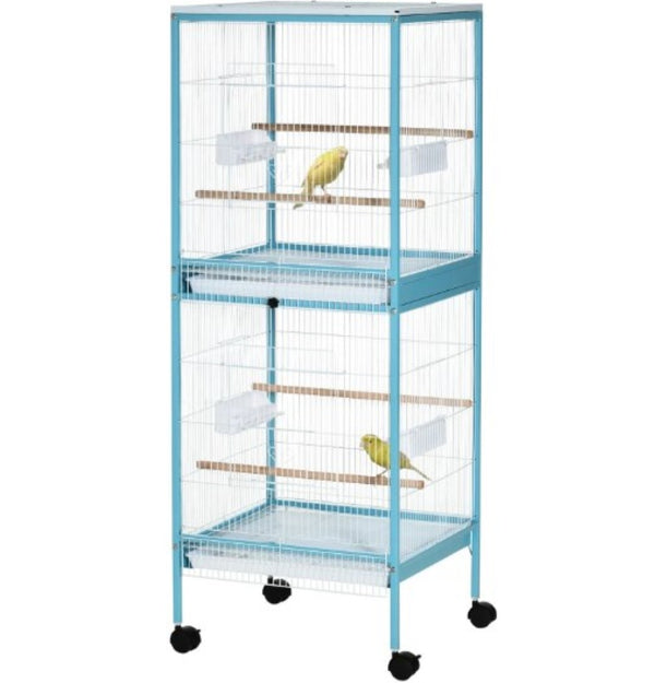 English Elm Large Rolling Aviary Cage for Small Birds with Four Doors and Slide Out Cleaning Trays T3971P423683