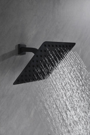 English Elm High Pressure Square Rain Shower Head Stainless Steel Spa Grade Full Body Coverage Matte Black W127264834