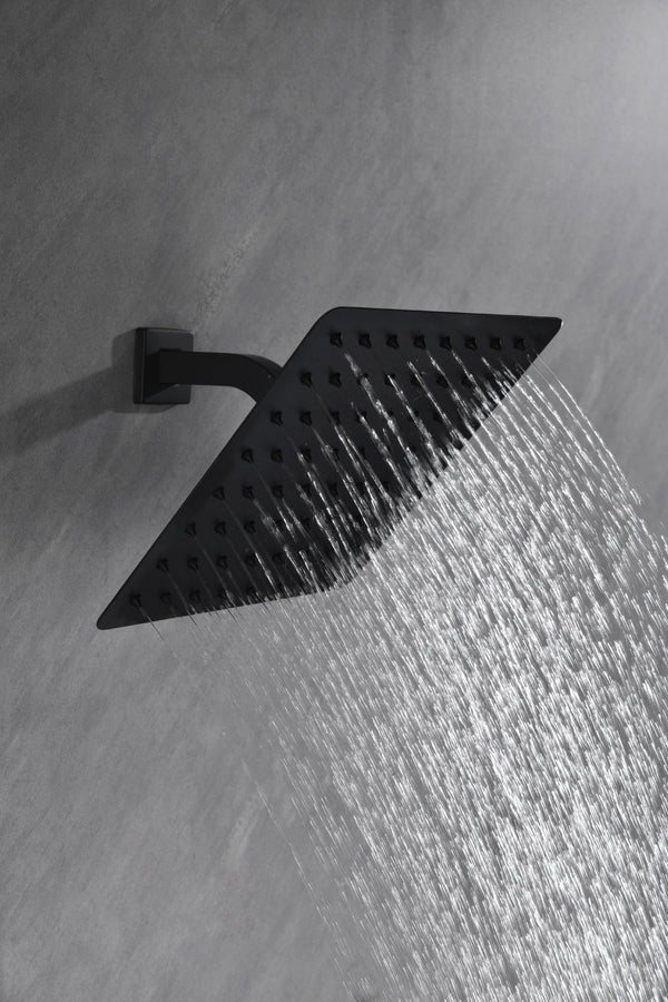 English Elm High Pressure Square Rain Shower Head Stainless Steel Spa Grade Full Body Coverage Matte Black W127264834