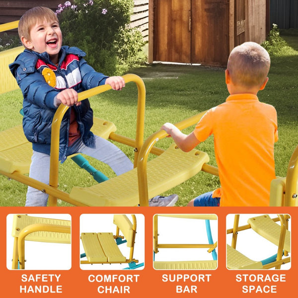 English Elm Kindergarten Triple Seat Seesaw Steel Frame Eva Foam Outdoor Playground Rocker W1408P280673