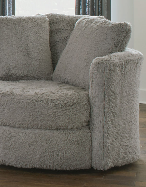 English Elm Contemporary Plush Armless Chair with Metal Legs, Adjustable Headrest, Boxed Cushions & Chaise Comfort Gray 52 L x 52 W x 31 H B2741P378482