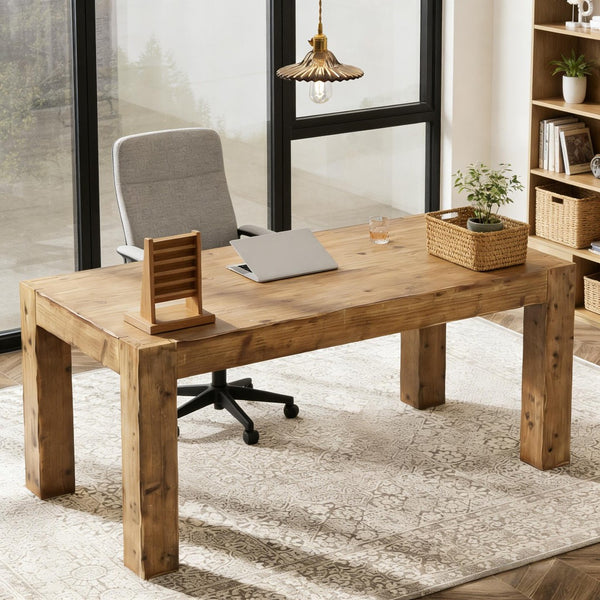 English Elm Sturdy Two-tier Computer Desk with File Cabinet and Monitor Riser for Home Office T3971P458718