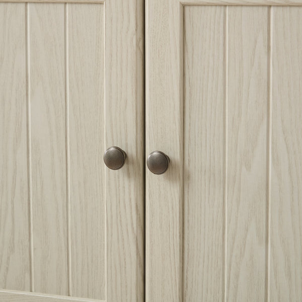 English Elm 72.4" Tall Storage Cabinet with 8 Doors and 4 Shelves, Elegant Oak Finish Freestanding Organizer for Entryway White W1758P300142