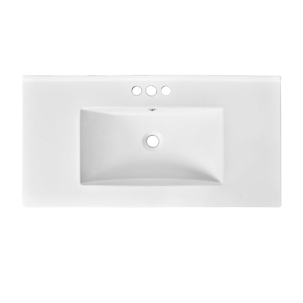 English Elm 36'' Modern Bathroom Vanity With Ceramic Sink, 2 Smooth-Glide Drawers & Tip-Out Compartment, Grey Finish N710P230246E