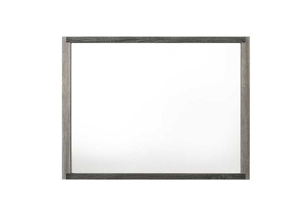 English Elm Jehoram Gray Finish Mirror with 45x35 Inner Glass, Transitional Composite Wood Frame, Stylish Wall Accent B2726P289087