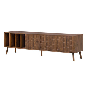 English Elm 68" Mid-century Walnut Media Console with Open Shelves and Soft-close Cabinet Storage N710P446195P