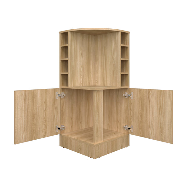 English Elm Bar Cabinet with Concealed Double Doors and 8 Wine Bottle Slots, Durable Engineered Wood Storage Solution Natural Wood 47.2 L x 23.23 W x 4.72 H B097P296835