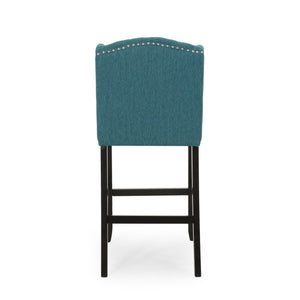 English Elm Christopher Knight Home® - Vienna Tufted Wingback Counter Stools Set of 2 — Button-Tufted Fabric, Nailhead Trim, Rubberwood Frame Teal 64856.00T