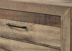 English Elm 1pc Rustic Farmhouse Two Drawer Nightstand Faux Reclaimed Wood Grain Bedroom Storage B2741P484436