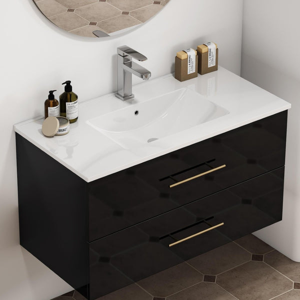 English Elm 36-inch Ceramic Drop-in Bathroom Sink for Vanities with Glazed Minimalist Profile W3151P360953