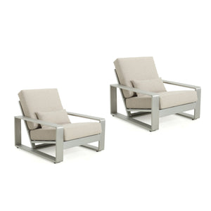English Elm Christopher Knight Home® - La Plata Elegant Lounge Chair Set Of 2 - Silver Aluminum Frame With Beige Cushions For Comfort & Style N775P211257S-S2