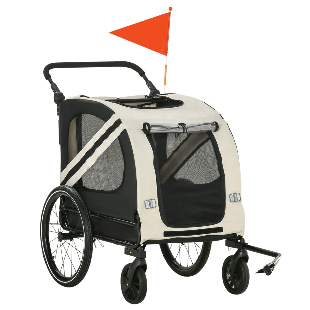 English Elm Aosom Convertible Pet Bike Trailer Stroller for Small Dogs Oxford Fabric Safe Ride W2225P229721