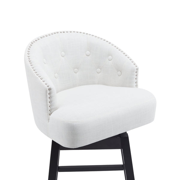 English Elm Christopher Knight Home® - 33.25" Swivel Counter Stools Set of 2 — 360° Upholstered Button-Tufted Armless Bar Stools, Black-Beige N780P185530B