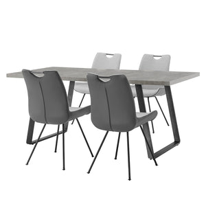 English Elm Palindra 5-Piece Contemporary Pewter Dining Set With Comfortable Chairs For Modern Homes B2736S00007-GIGA