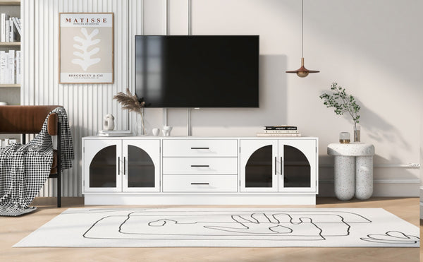 English Elm Vibe 68.9'' Modern Minimalist Tv Stand For 75'' Tvs, Stylish Entertainment Center With Storage Solutions N724P284467K-GIGA